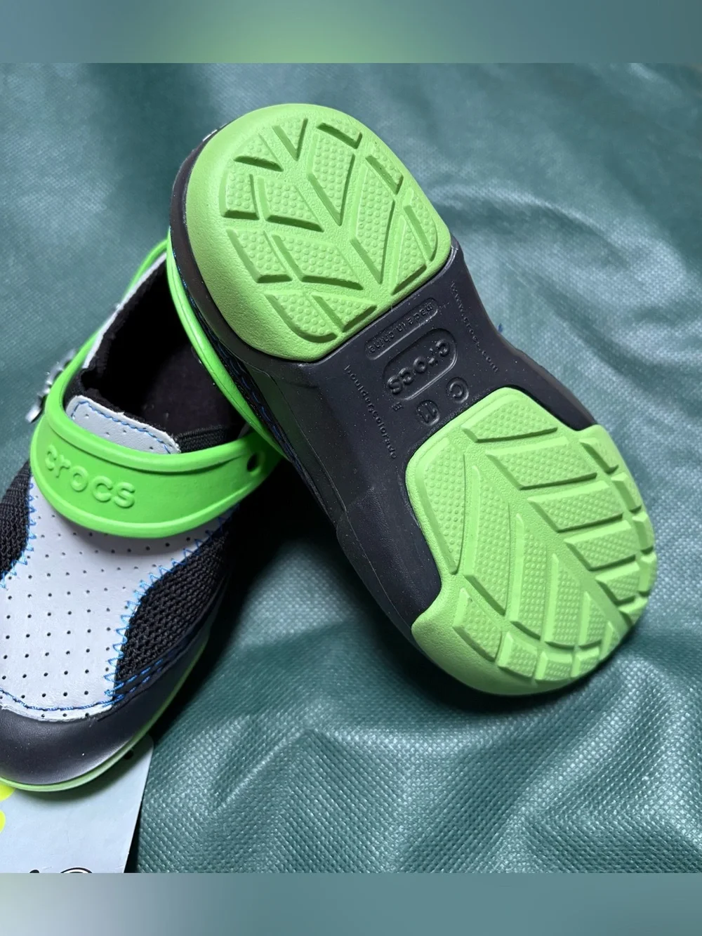 CROCS Kids Lime Green & Gray Water-Friendly Slip-Ons